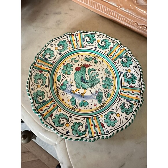 Deruta Italy Rooster Salad Plate Collectible Handpainted Vintage Rare - Picture 1 of 4
